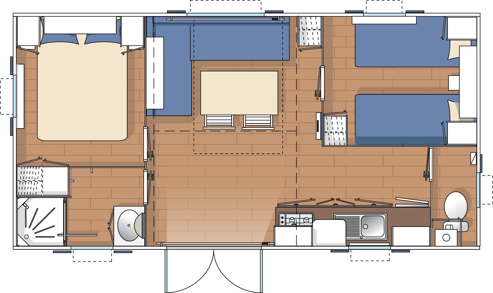 Location - Mobilhome Cottage (4 Adultes Maxi) - Camping les PEUPLIERS