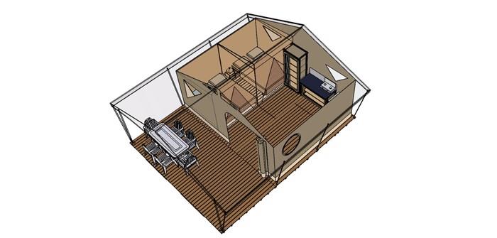 Location - Lodge Toilé Avec Terrasse Couverte - Utilisation Des Sanitaires Du Camping - (4 Adultes Maxi) - Camping les PEUPLIERS