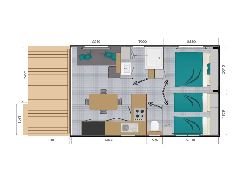 Accommodation - Mobile-Home Belvédère 2 Bedrooms Méditerranée - Camping Plage du Dramont