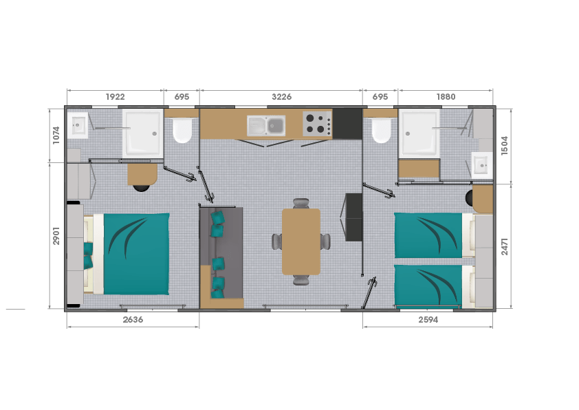 Accommodation - Mobile-Home Belvédère 2 Bedrooms Privilège - Camping Plage du Dramont
