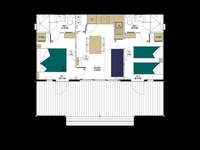 Lodge Kabane 2 Chambres, 2 Salles D'eau, Terrasse En Bois Couverte, Climatisation, Tv, 1 Voiture