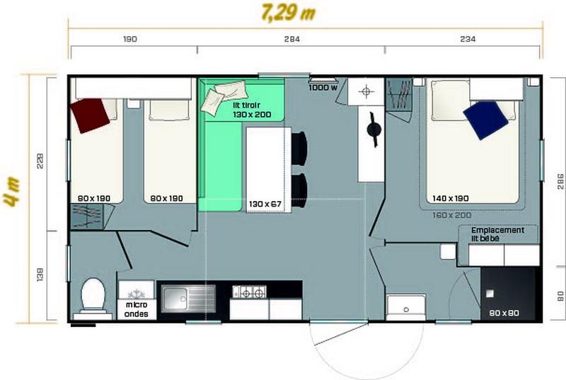 Location - Essentiel 2 Chambres - 26M² - Camping La Gallouette