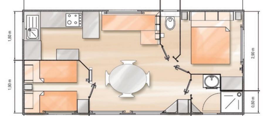Location - Grand Confort 2 Chambres - 30M² - Camping La Gallouette
