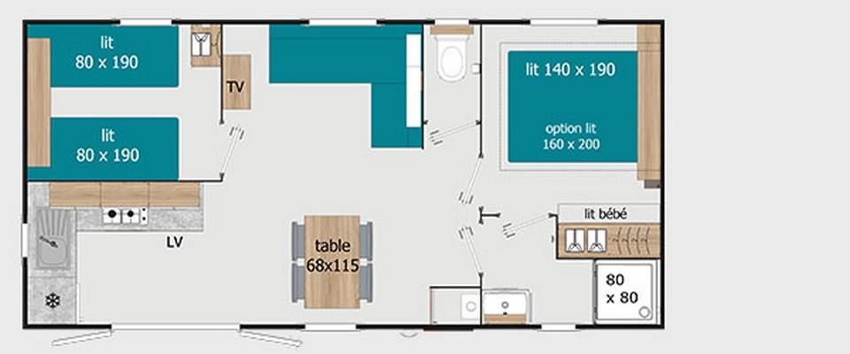 Location - Grand Confort 2 Chambres - 30M² - Camping La Gallouette