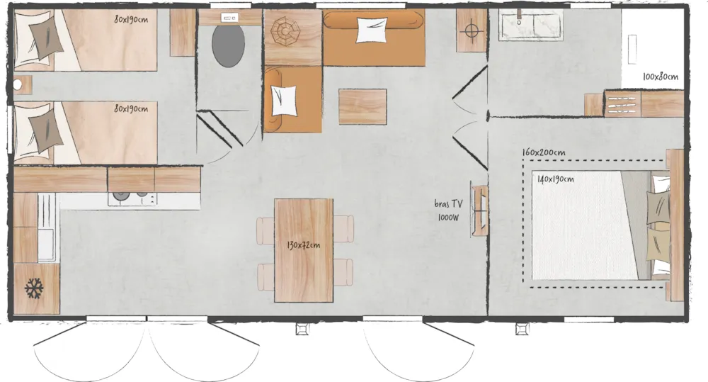 Huuraccommodatie(s) - Grand Confort Ohara 844 2 Chambres- Nouveauté 2026 - Camping de Laborie