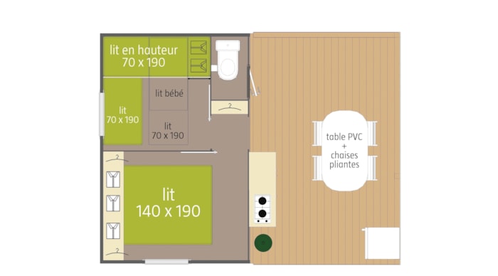 Mobil-Home Fifty Sans Douche 4 Adultes + 1 Enfant Max 12 Ans