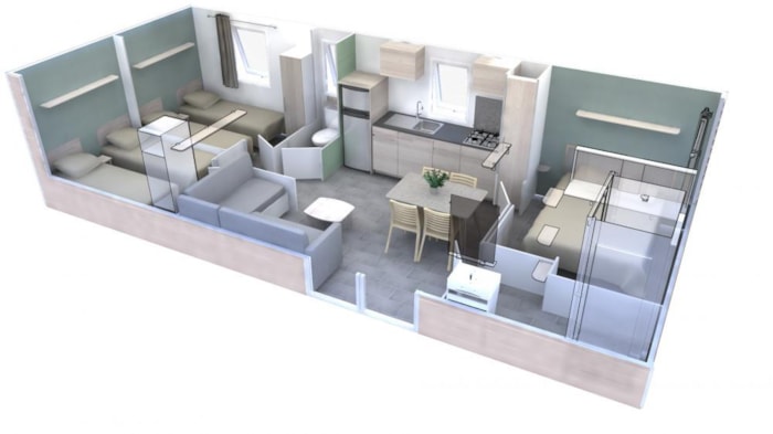 Mobile-Home 3 Bedrooms 37M², Covered Terace