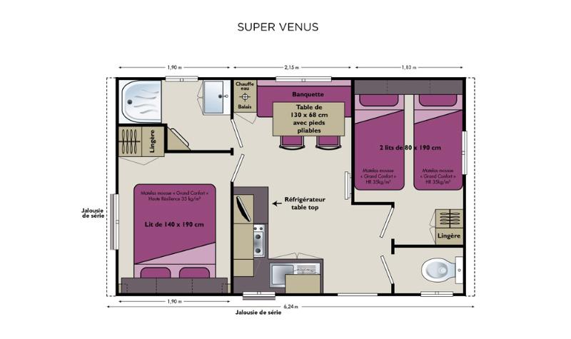 Accommodation - Mobile Home Super Venus 23 M² (2 Bedrooms) - CAMPING LA BASTIDE