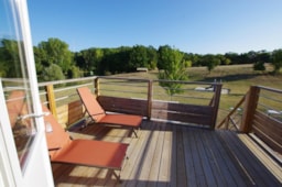 Location - Cabane Du Lac 36M2 / 2 Chambres-Terrasse Couverte-Solarium+Climatisation - CAMPING LES VALADES
