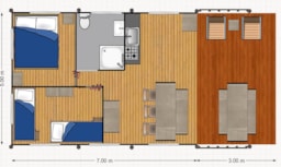 Location - Tente Safari Avec Salle De Bain - 2 Chambres - Camping Lestaubière