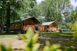 Location - Tente Safari Avec Salle De Bain - 2 Chambres - Camping Lestaubière