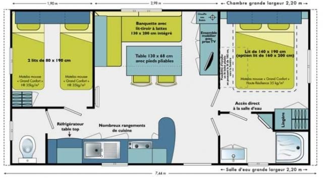 Mobilhome Super Mercure Familial, Wc, Douche, 2 Chambres, Terrasse Couverte