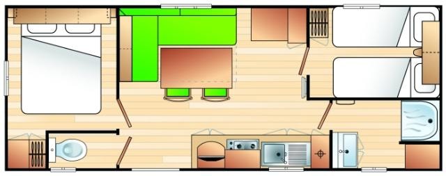Mobilhome Titania, Wc, Douche, 2 Chambres, Terrasse Couverte