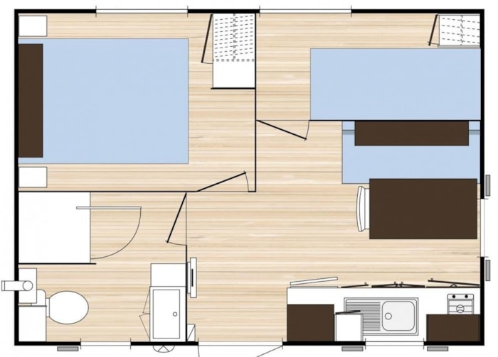 Mobilhome O'hara, Wc, Douche, 2 Chambres, Terrasse Couverte