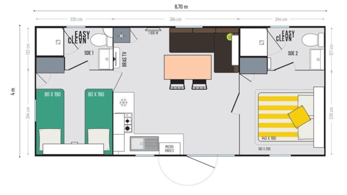 Mobile-Home Premium 2 Bedrooms 2 Bathrooms