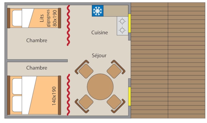 Tente Bois Et Toile 15 M² Sans Sanitaire