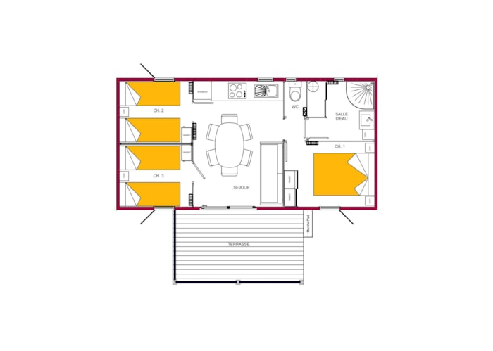 Chalet 35 M² 3 Chambres + Terrasse Couverte