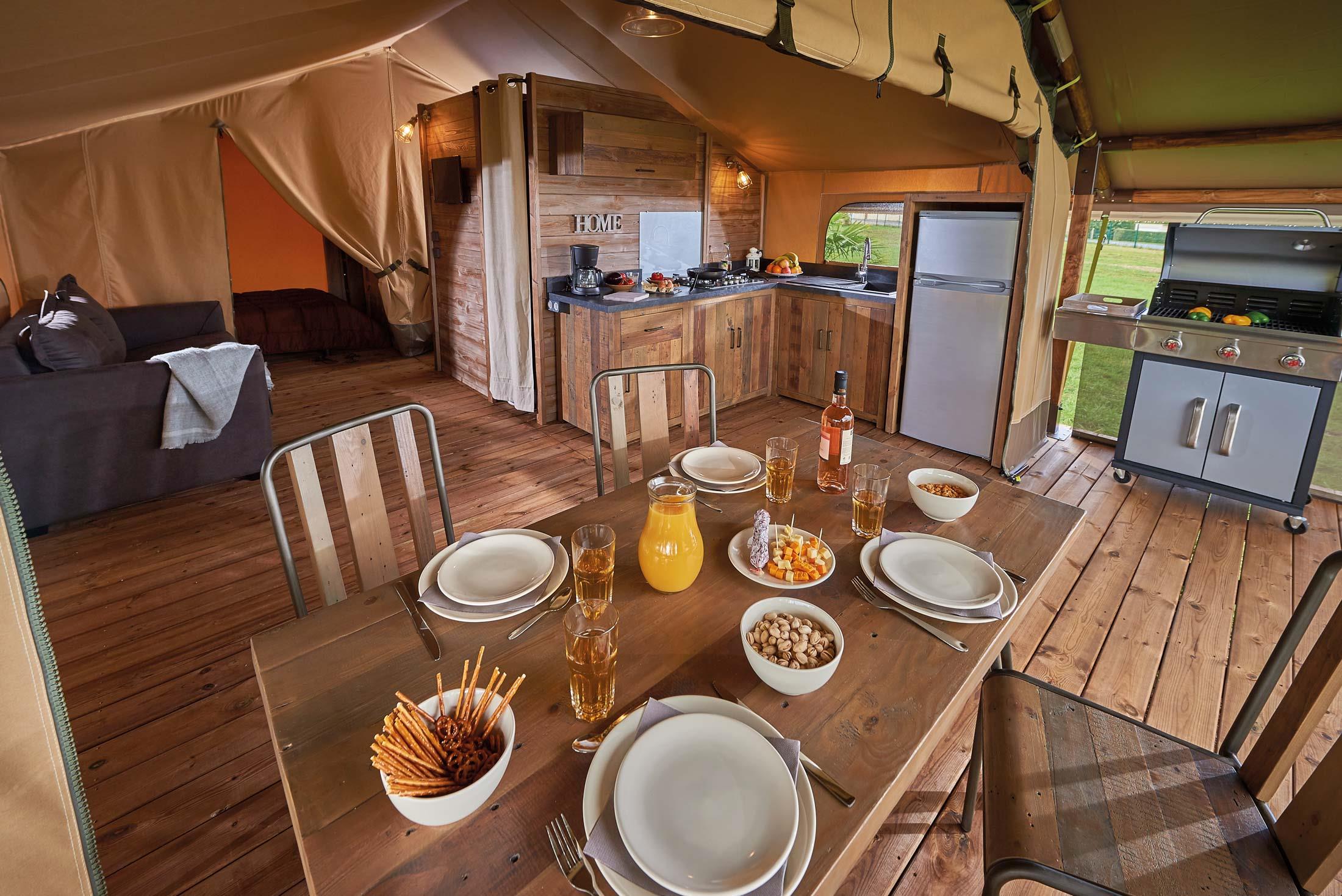 Location - Lodge Kenya Vintage Confort 46M² - 2 Chambres + Terrasse Couverte - Flower Camping Le Château