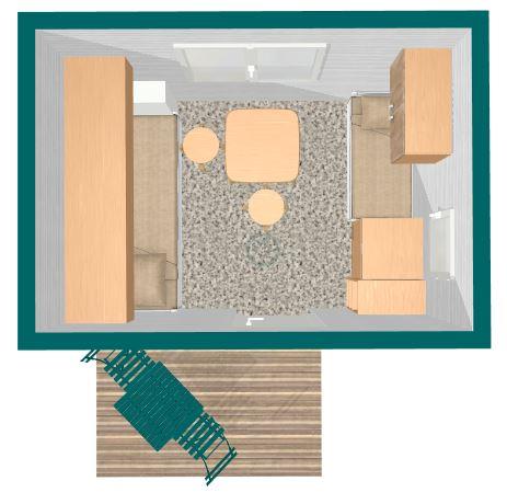 Accommodation - Cabanon Standard Bleu 8M² + Terrace 3M² - Without Toilet Block - Flower Camping La Rochelambert