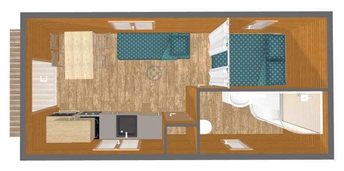 Accommodation - Gipsy Caravan Velay 18M² + Velay 18M² Terras 15M² - Flower Camping La Rochelambert