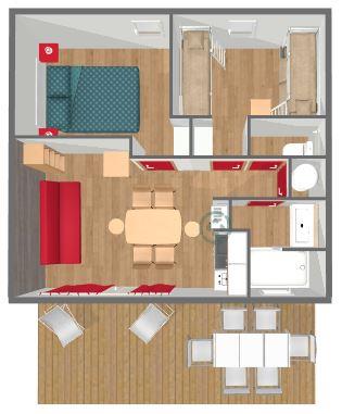 Accommodation - Chalet Marina Confort 30M² - 2 Bedrooms + Sheltered Terrace 15M² - Flower Camping La Rochelambert
