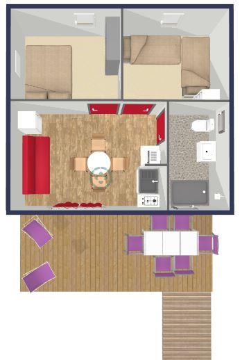 Accommodation - Chalet Marina Confort 30M² 2 Bedrooms - Adapted To The People With Reduced Mobility + Sheltered Terrace 15M² - Flower Camping La Rochelambert