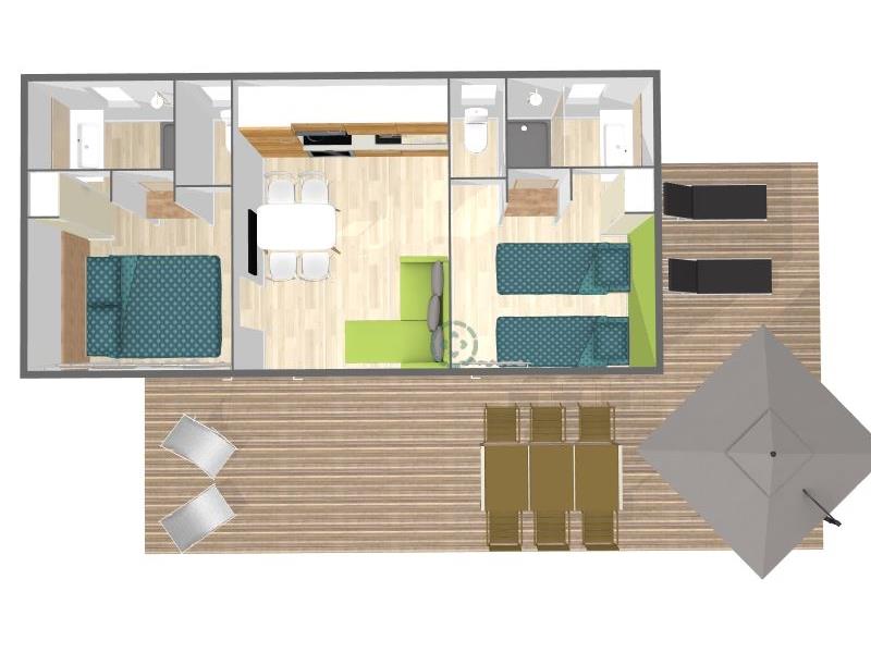 Accommodation - Mobile-Home Premium 32M² - 2 Bedrooms - Terrace - Flower Camping La Rochelambert