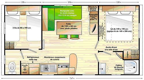 Mietunterkunft - Mobilheim Super Mercure 30M² - 2 Zimmer / Überdachte Terrasse - Camping La Chatonnière