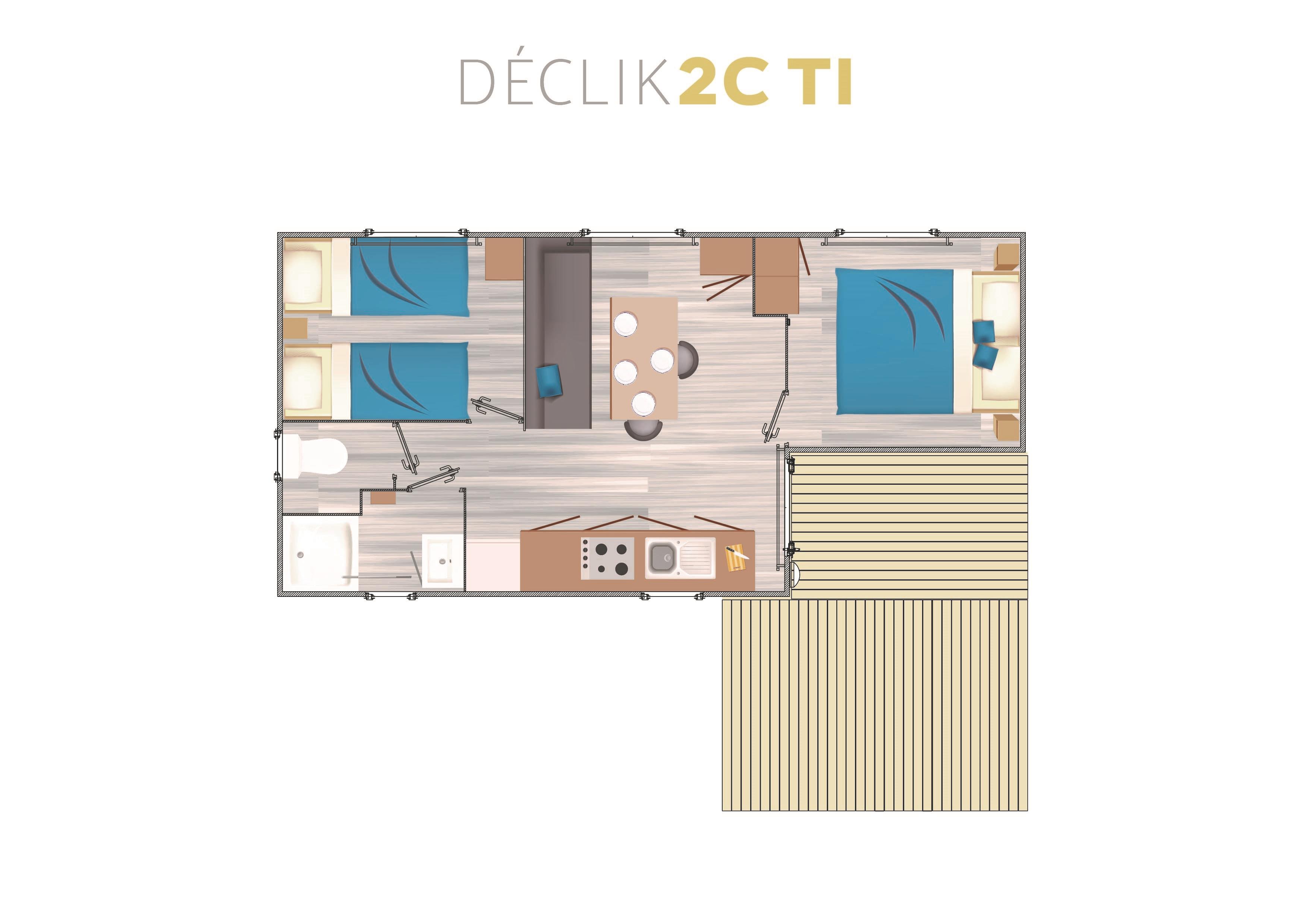 Location - Confort+ Belle-Ile - 25M² - 2 Chambres - Camping LE CABELLOU PLAGE*****