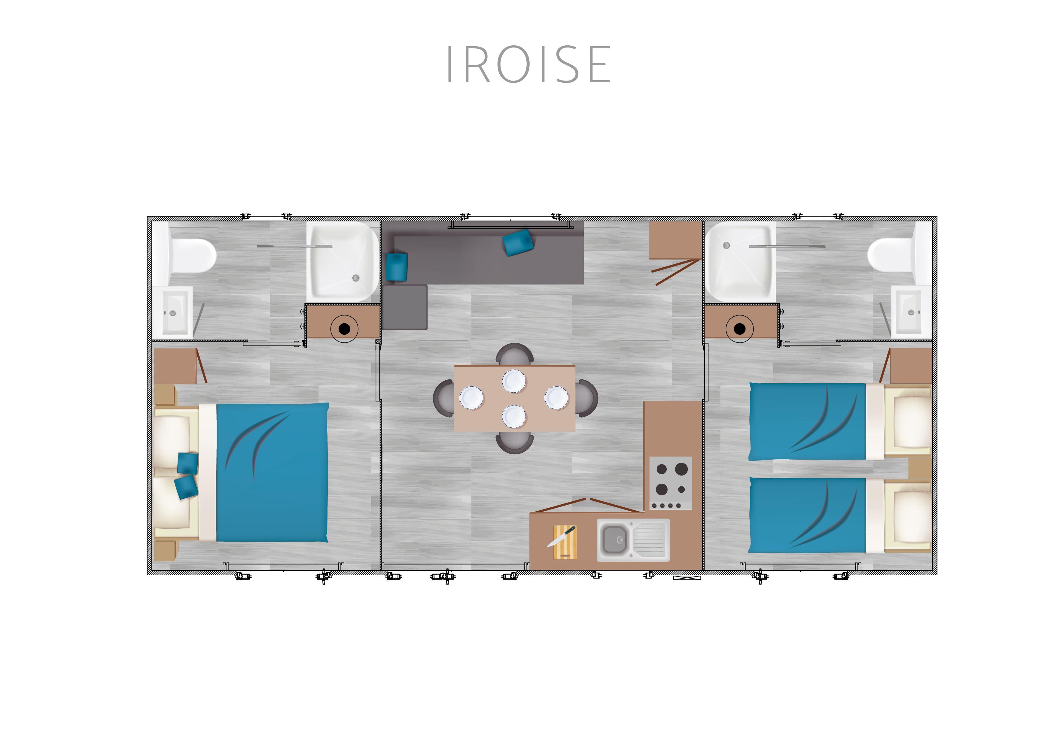 Location - Premium Iroise - 32M² - 2 Chambres 2 Salles D'eau - Camping LE CABELLOU PLAGE*****
