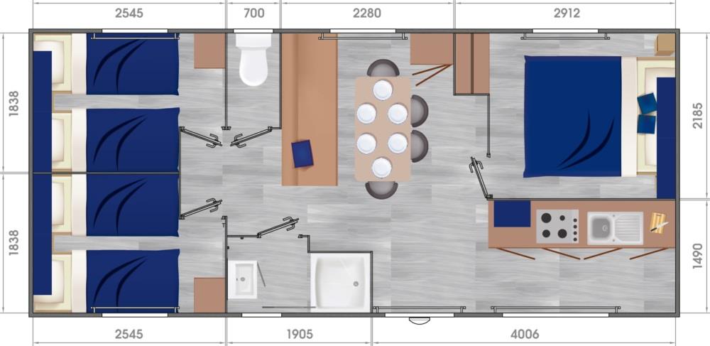 Location - Évasion Belle-Étoile - 32M² - 3 Chambres - Camping LE CABELLOU PLAGE*****