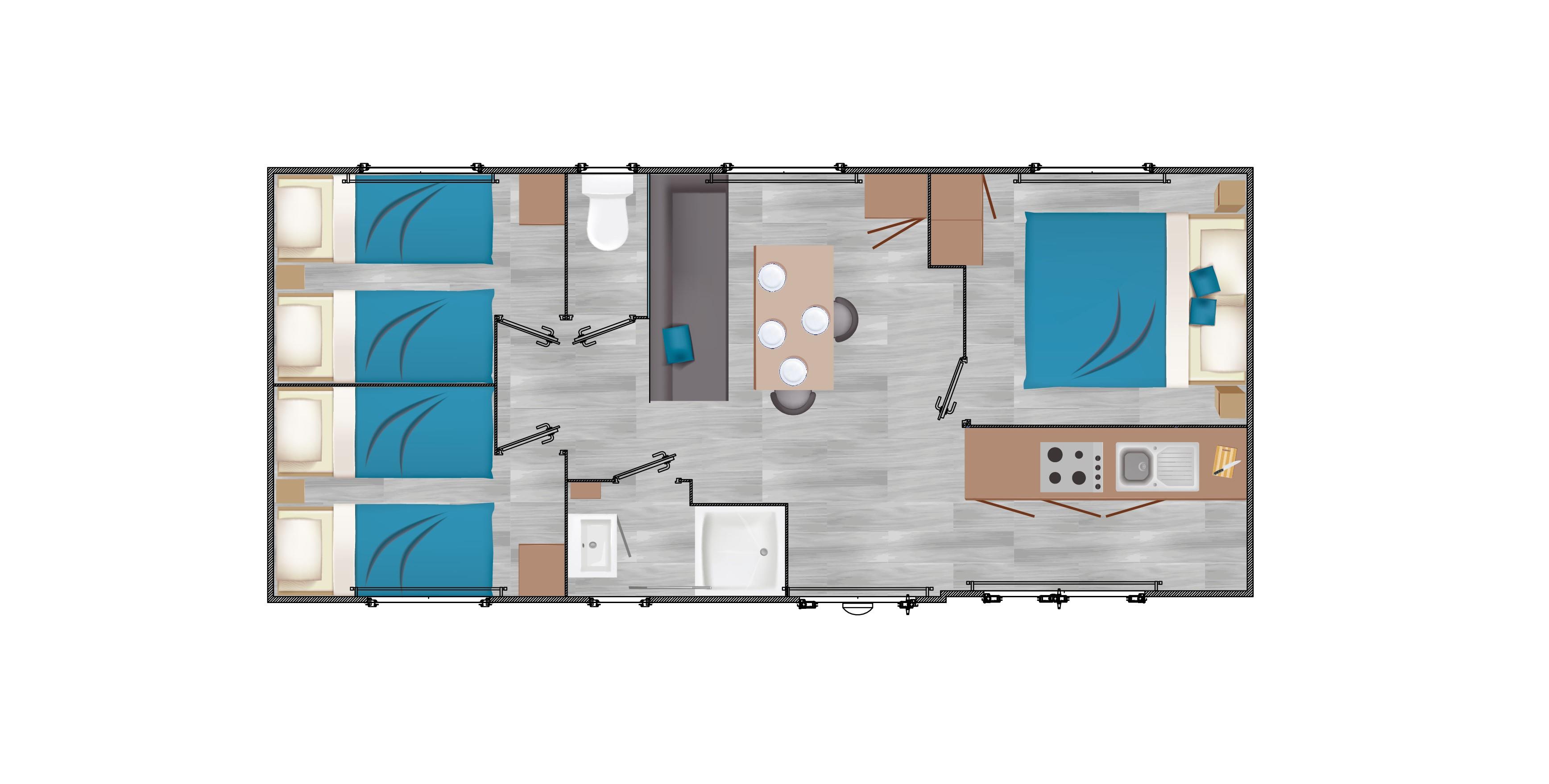 Location - Confort+ Glénan - 32M² - 3 Chambres - Camping LE CABELLOU PLAGE*****