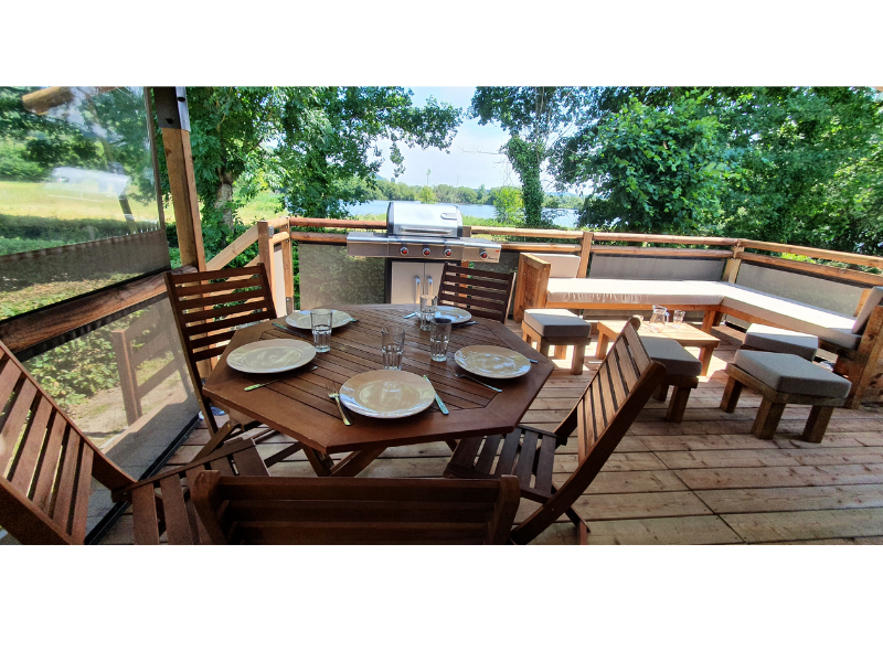 Location - Lodge Confort Meublée 32M² - Sanitaires - Grande Terrasse Couverte Face Aux Étangs Et Bbq - 2 Ch - - Camping Risle et Seine - Domaine des Etangs