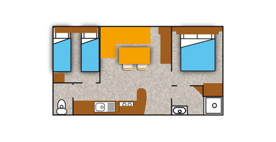 Huuraccommodatie - Stacaravan Cosy Mercure - 2 Slaapkamers - 27.50M² - - Camping les Fontaines