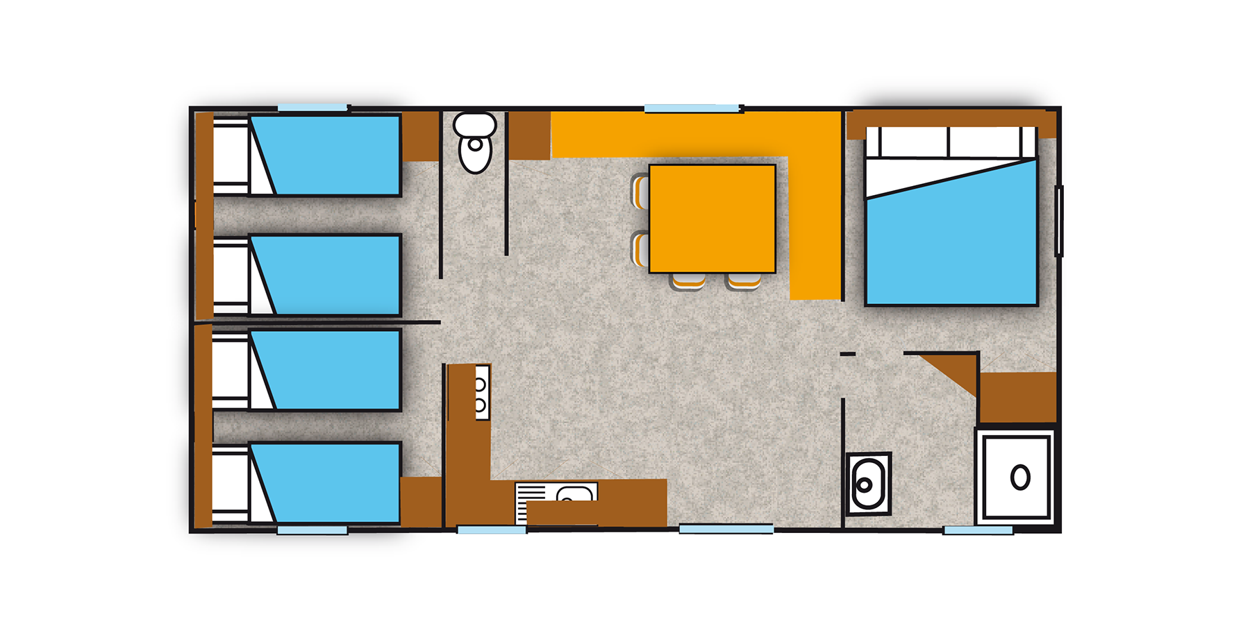 Location - Mobil Home Titania - 3 Chambres - 29.70M² - - Camping les Fontaines