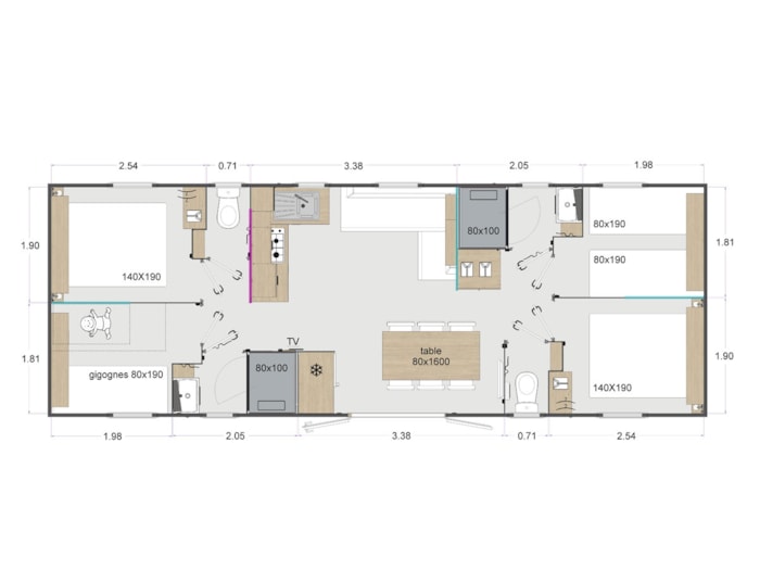 Mobil Home Tribu 8 Pers 40M² Mobil Home Tribu 8 Pers 40M²