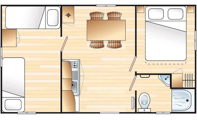 Accommodation - Mobile-Home Domino 2 Bedrooms 25M² No Tv - Camping Au Pigeonnier