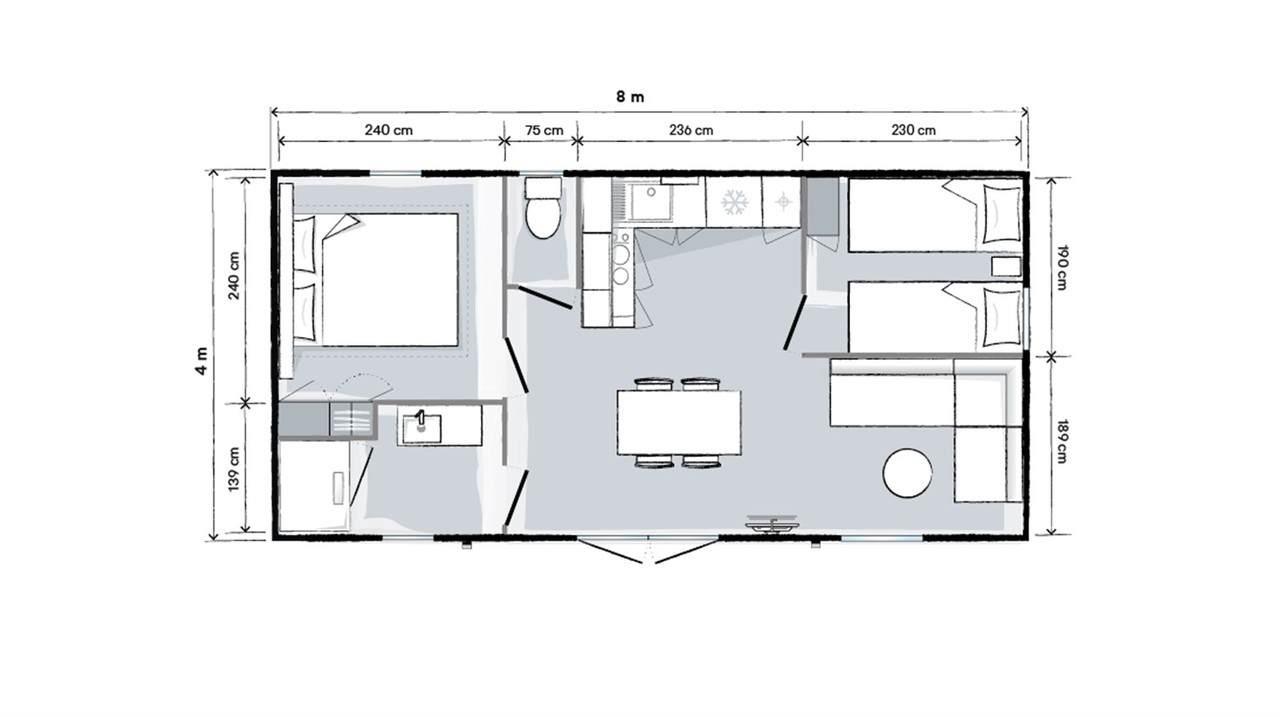 Accommodation - Chalet Premium 2 Bedrooms 32M² - Camping Au Pigeonnier