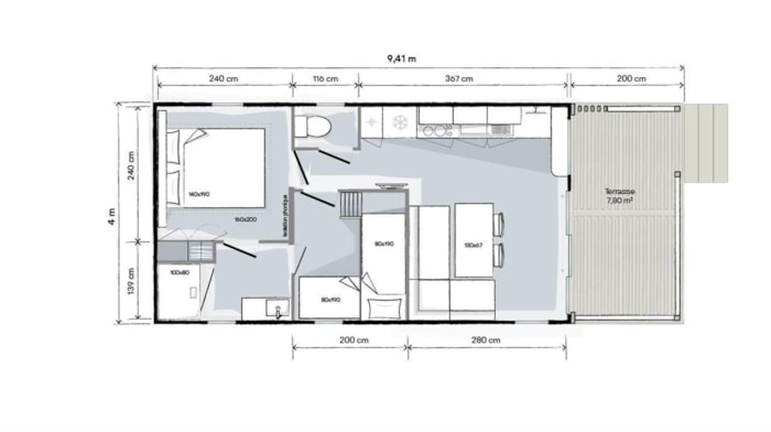Mobile Home Laurier 26M² Gamme Grand Confort Climatisé