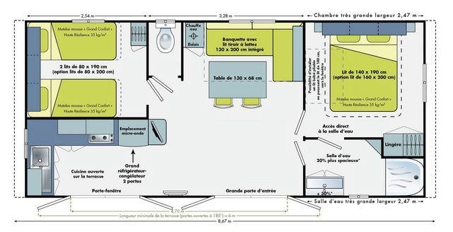 Mobile Home Deluxe Riviera - 2 Chambres / 1 Salle De Bain + Climatisation