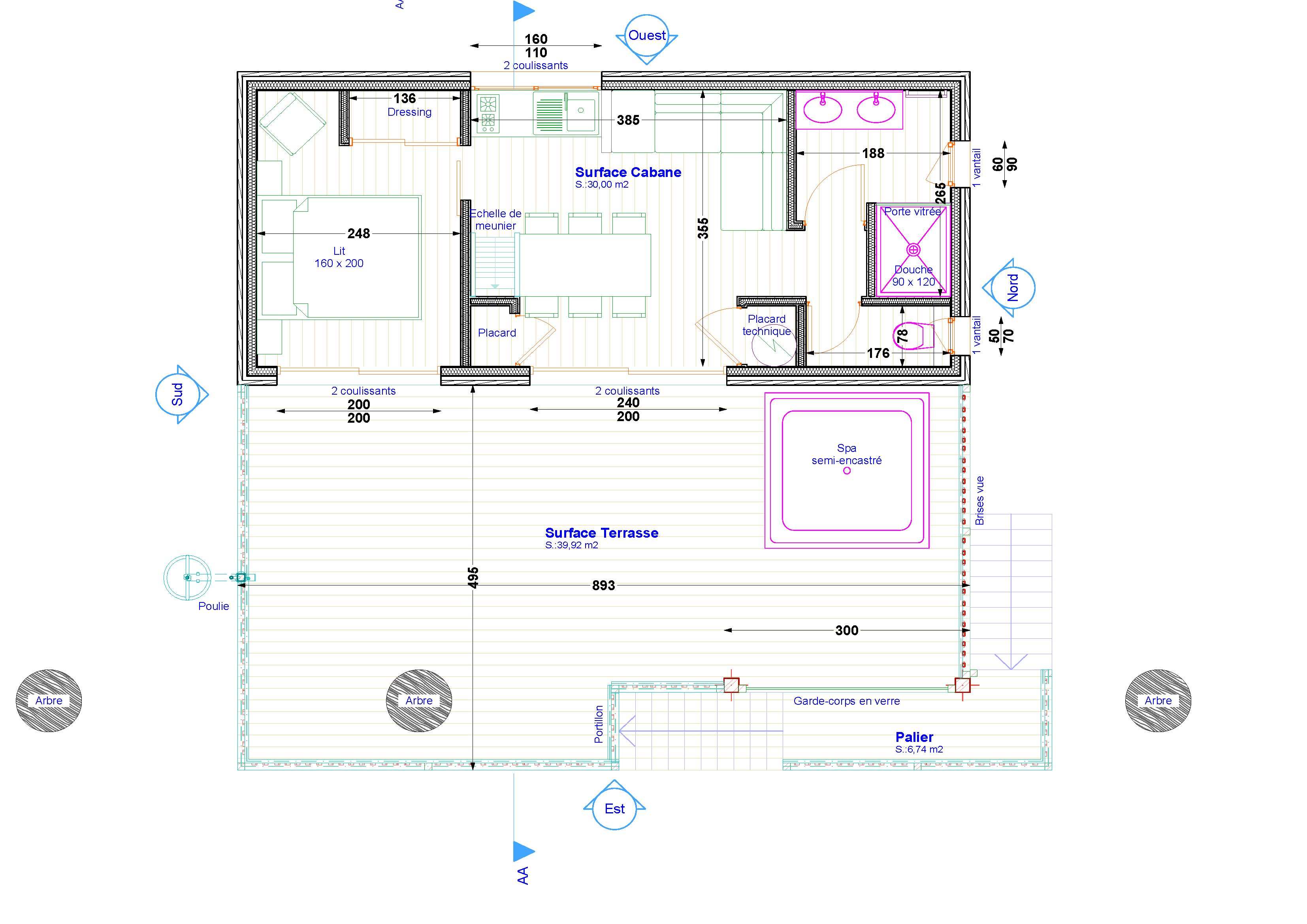Location - Premium Cabane Dans Les Arbres 30M² Avec Spa Et Terrasse Semi Couverte De 30M² - Flower Camping du Lac de La Chausselière