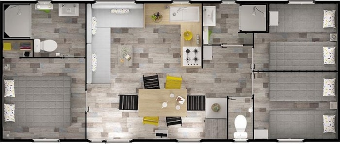 Mobil-Home Premium 3 Chambres 2 Salles De Bain 36 M² Terrasse Couverte