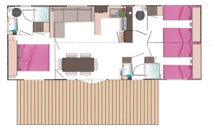Mobilhome 'Univers Prestige' 36M² + 3 Habitaciones + Terraza Cubierta 18M²