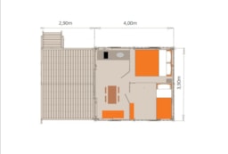 Location - Cabane Africa 16M² - 2 Chambres / Terrasse Semi-Couverte 12M² - Domaine naturiste de Chaudeau
