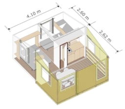 Location - Bungalow Tithome 20M2, Sans Équipem.Sanitaire/Eau Courante, Vue Lac - Camping SOLEIL LEVANT