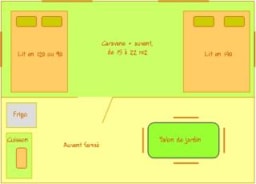 Location - Caravane Vintage Équipée, 2 Personnes Incluses - Camping LES CERISIERS