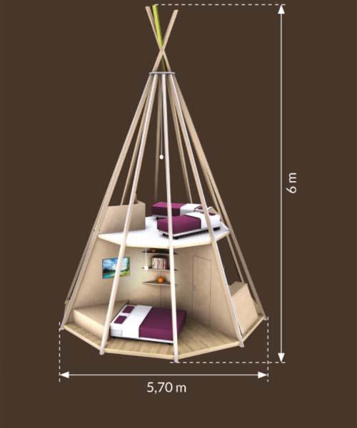 Location - Tipi 4 Pers. - 2 Chambres - Avec Wc Et Sdb - Camping L'Étang du Pays Blanc