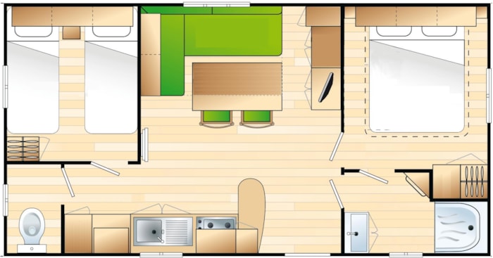 Mobil-Home Confort + 28M² (2 Chambres) Côté Camping