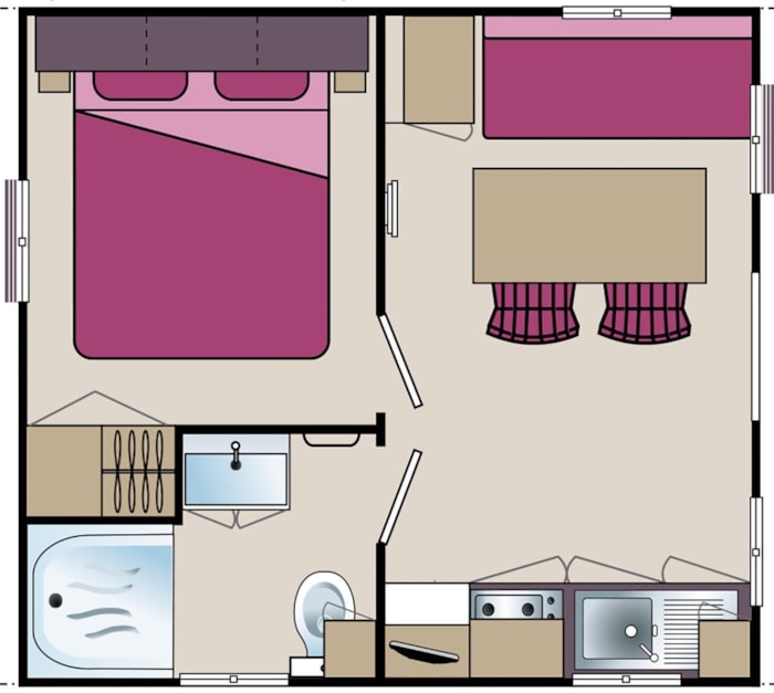 Mobil-Home Eco 17M² (1 Chambre) + Terrasse