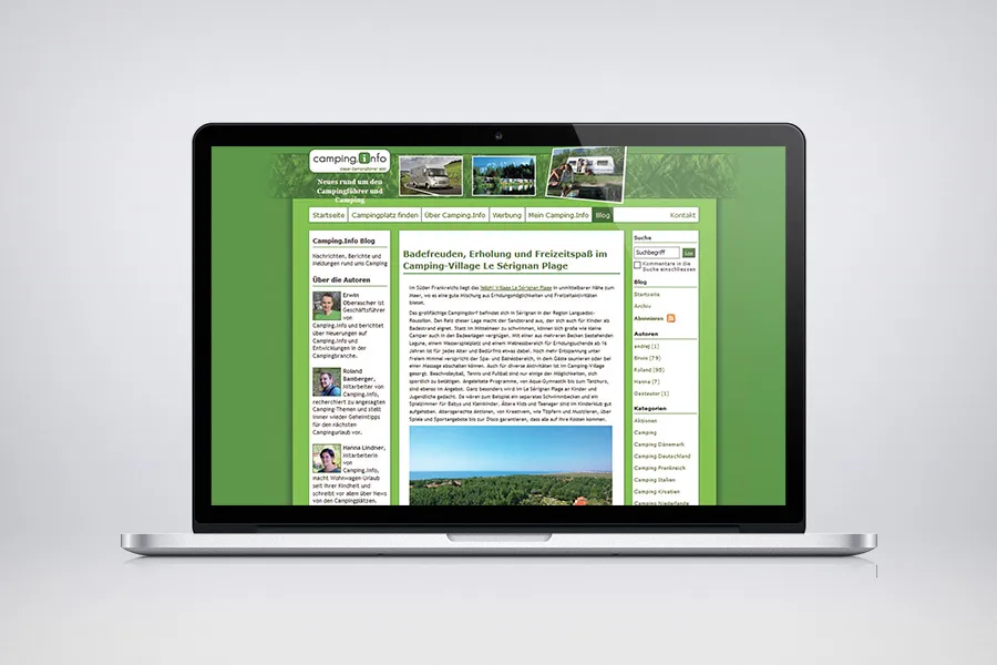 Site internet Camping.info, Article Sérignan Plage